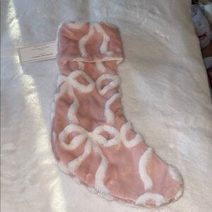 🎀Cupcakes & Cashmere Pink and white Bow Christmas Stocking 🎀